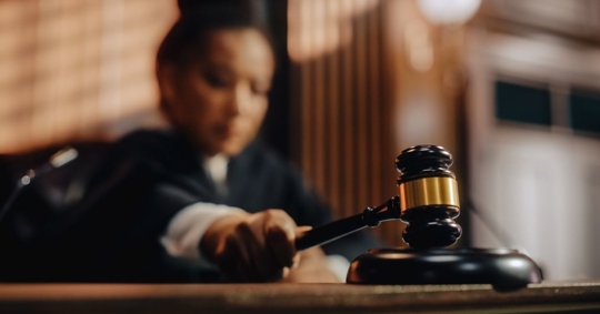 Judge striking gavel